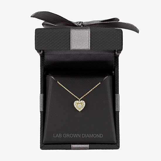 (G-H / Si2-I1) Womens 1/6 CT. T.W. Lab Grown White Diamond 10K Gold Heart 18 Inch Pendant Necklace
