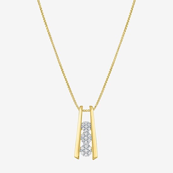 Diamond Blossom Linear (G-H / Si2-I1) Womens 1/10 CT. T.W. Lab Grown White Diamond 14K Gold Over Silver 18 Inch Pendant Necklace