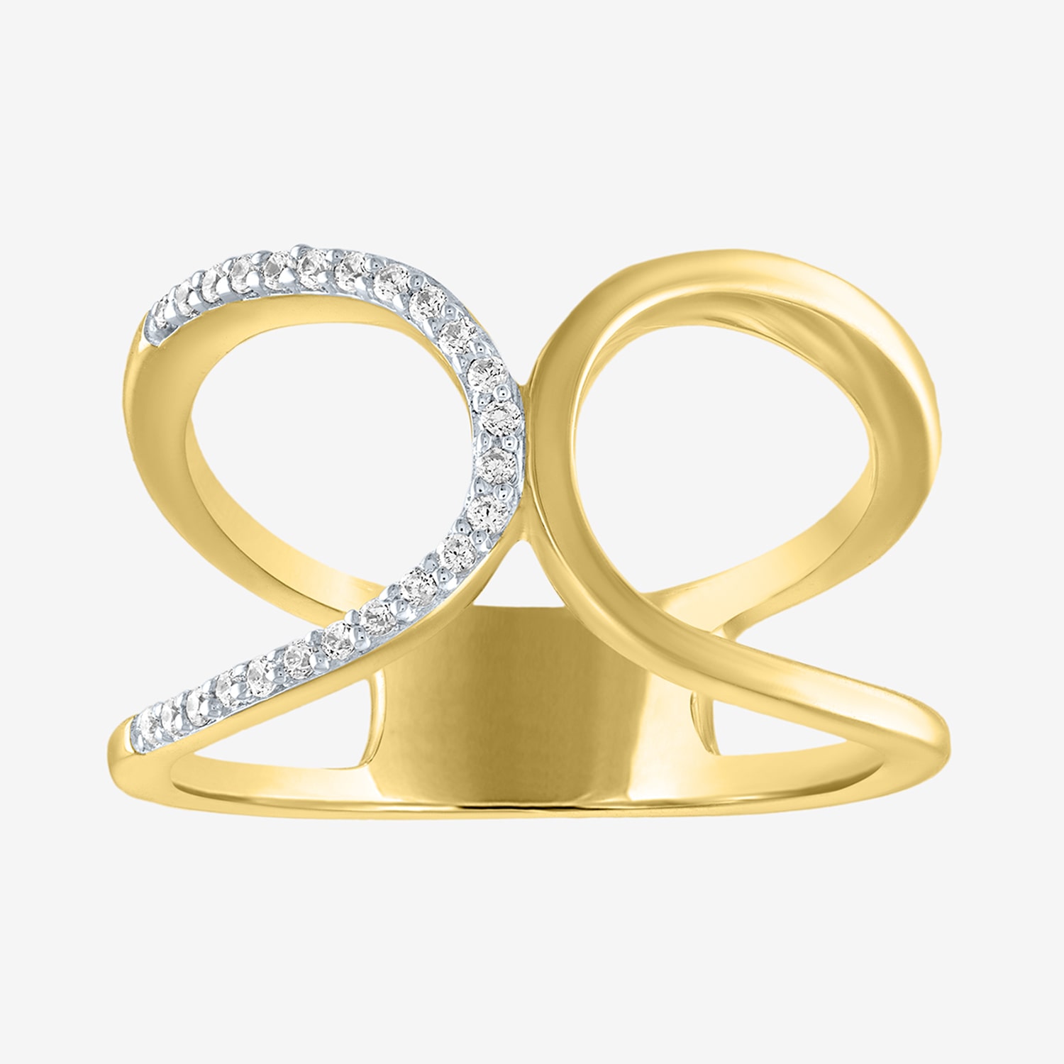 Diamond Addiction Womens 1/10 CT. T.W. Mined White Diamond 14K Gold Over Silver Sterling Silver Cocktail Ring