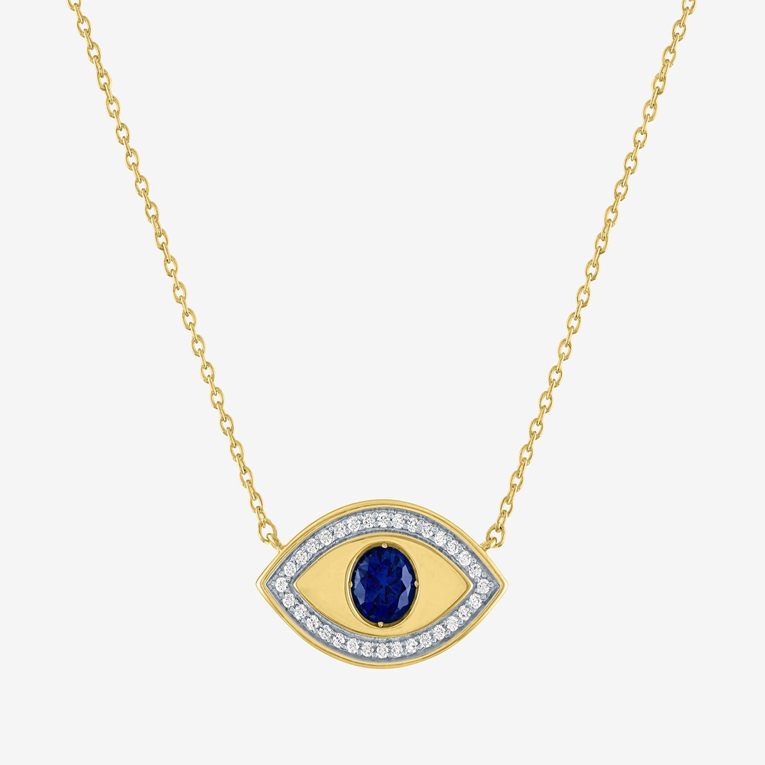 Diamond Addiction Womens 1/10 CT. T.W. Lab Created Blue Sapphire 14K Gold Over Silver Evil Eye 18 Inch Pendant Necklace