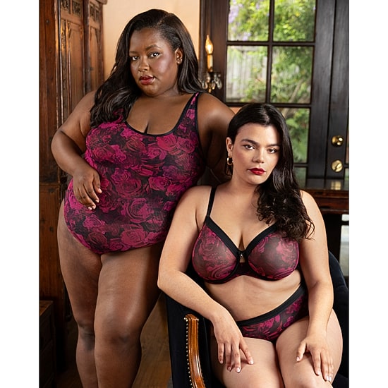 Curvy Couture Sheer Mesh Bodysuit- 1372