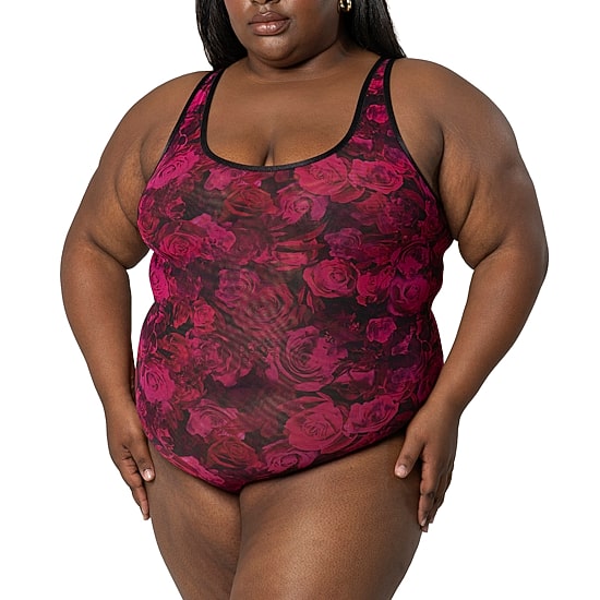 Curvy Couture Sheer Mesh Bodysuit- 1372