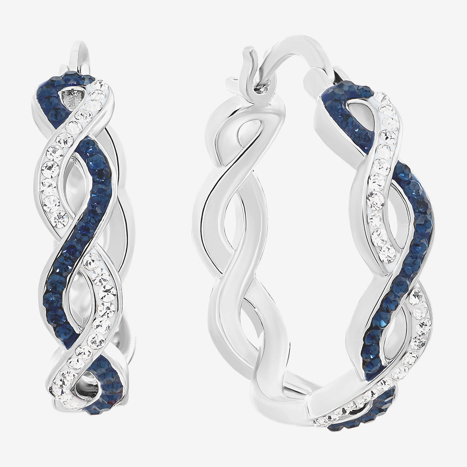 Sparkle Allure Womens Blue Crystal 21.1mm Hoop Earrings