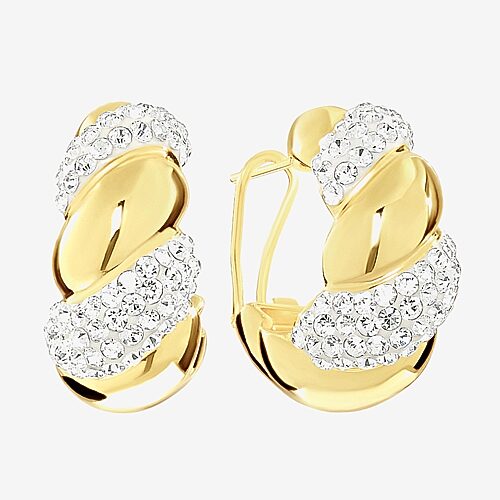 Sparkle Allure Womens Crystal 14K Gold Over Brass 25.6mm Hoop Earrings, One Size
