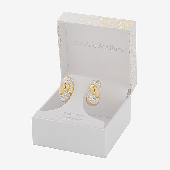 Sparkle Allure Womens Crystal 14K Gold Over Brass 25.6mm Hoop Earrings