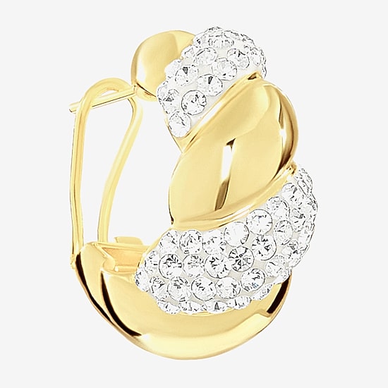 Sparkle Allure Womens Crystal 14K Gold Over Brass 25.6mm Hoop Earrings