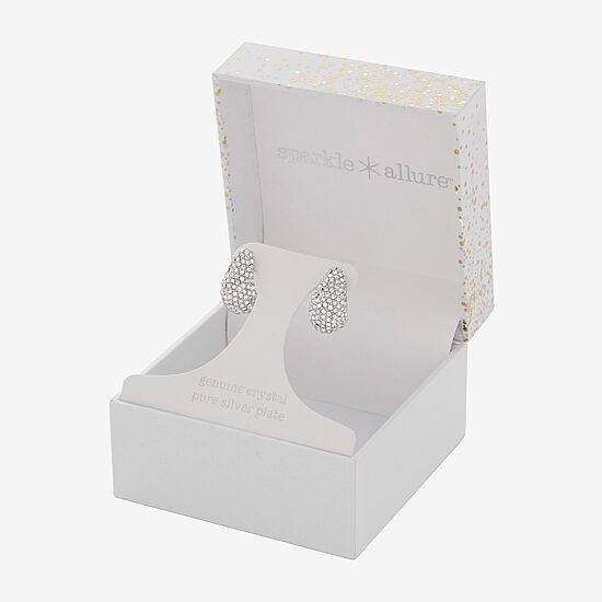 Sparkle Allure Womens Crystal Pure Silver Over Brass Drop Earrings