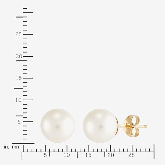 Certified Sofia™ 10K Gold 7-7.5mm Cultured Freshwater Pearl Stud Earrings