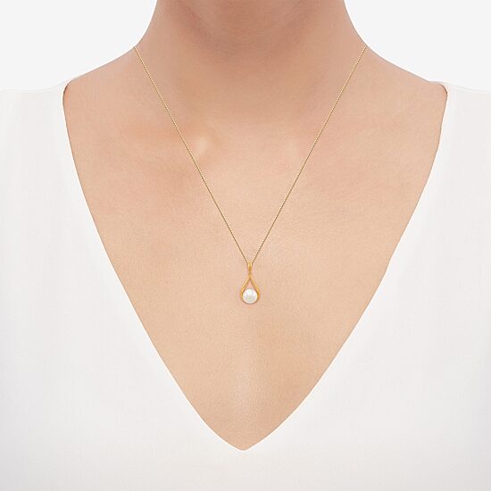 Womens White Cultured Freshwater Pearl 14K Gold Over Silver 18 Inch Pendant Necklace