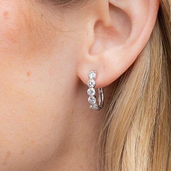 Floating Diamonds (F / Vs2) Womens 2 CT. T.W. Lab Grown White Diamond 14K Gold 19.8mm Hoop Earrings
