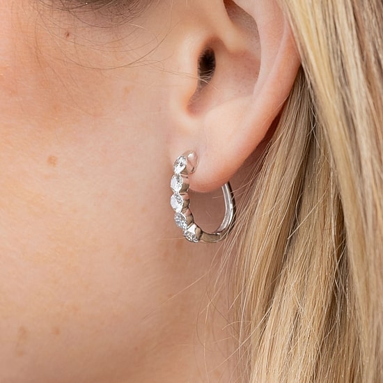 Floating Diamonds (F / Vs2) Womens 2 CT. T.W. Lab Grown White Diamond 14K Gold 19.8mm Hoop Earrings