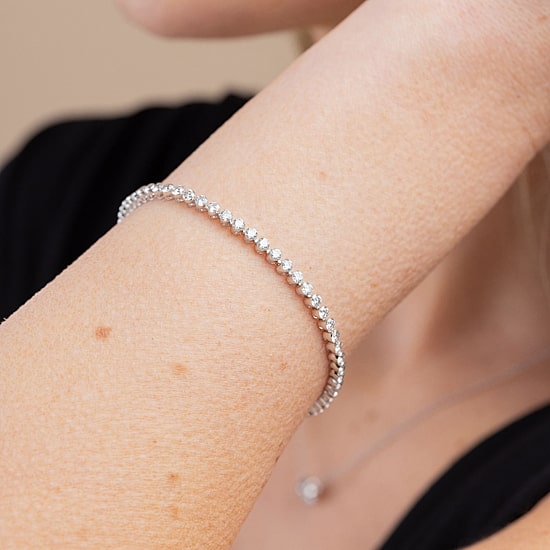 Floating Diamonds (F / Vs2) Womens 5 CT. T.W. Lab Grown White Diamond 14K Gold 7.25 Inch Tennis Bracelet