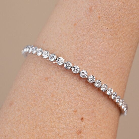 Floating Diamonds (F / Vs2) Womens 5 CT. T.W. Lab Grown White Diamond 14K Gold 7.25 Inch Tennis Bracelet