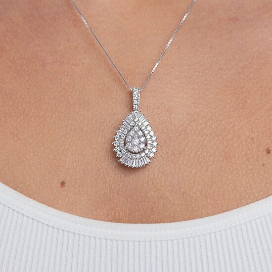 (G / Si2) Womens 2 CT. T.W. Lab Grown White Diamond 14K Gold Pear 18 Inch Pendant Necklace