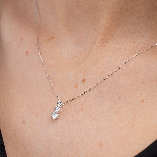 (F / Vs2) Womens 1 CT. T.W. Lab Grown White Diamond 14K Gold Round 18 Inch Pendant Necklace
