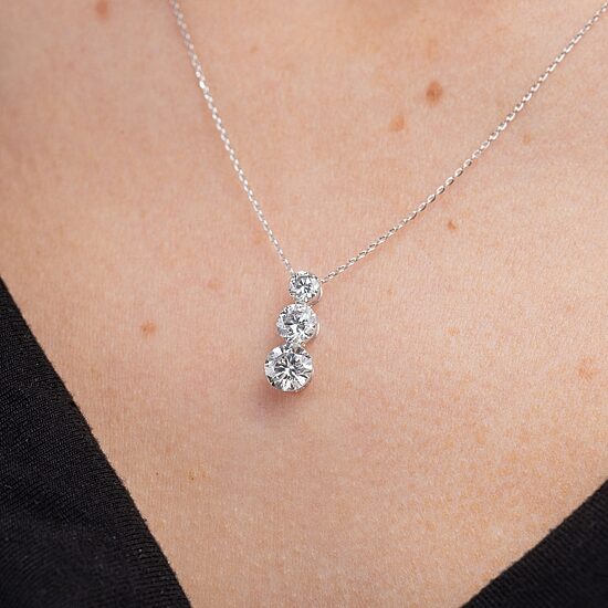 Floating Diamonds (F / Vs2) Womens 2 CT. T.W. Lab Grown White Diamond 14K Gold Round 18 Inch Pendant Necklace