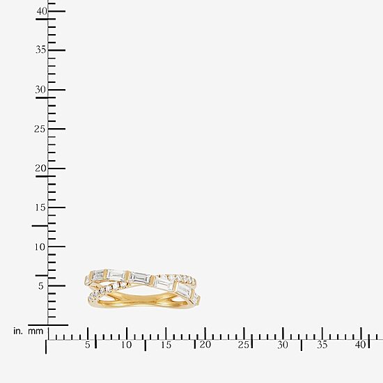(H-I / Si1-Si2) Womens 2.5MM 1 CT. T.W. Lab Grown White Diamond 10K Gold Crossover Band