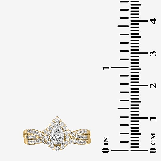 Signature By Modern Bride 7/8 CT.T.W. Lab-Grown (G-H / SI1-SI2) Diamond Pear Side Stone Bridal Set in 10K or 14K Gold