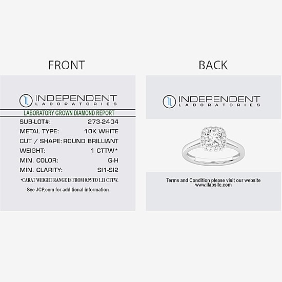 1 CT. T.W. Lab-Grown (G-H / SI1-SI2) Diamond Cushion Halo Engagement Ring in 10K Gold