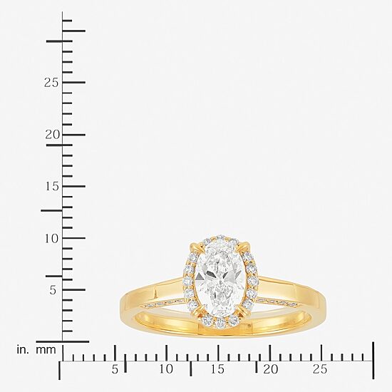 (H-I / Si1-Si2) Womens 1 CT. T.W. Lab Grown White Diamond 10K Gold Oval Halo Engagement Ring