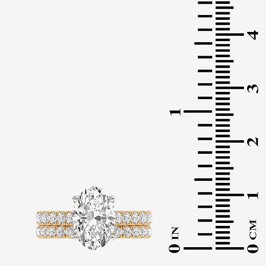 Signature By Modern Bride (G-H / Si1-Si2) Womens 4 CT. T.W. Lab Grown White Diamond 14K Gold Oval Bridal Set