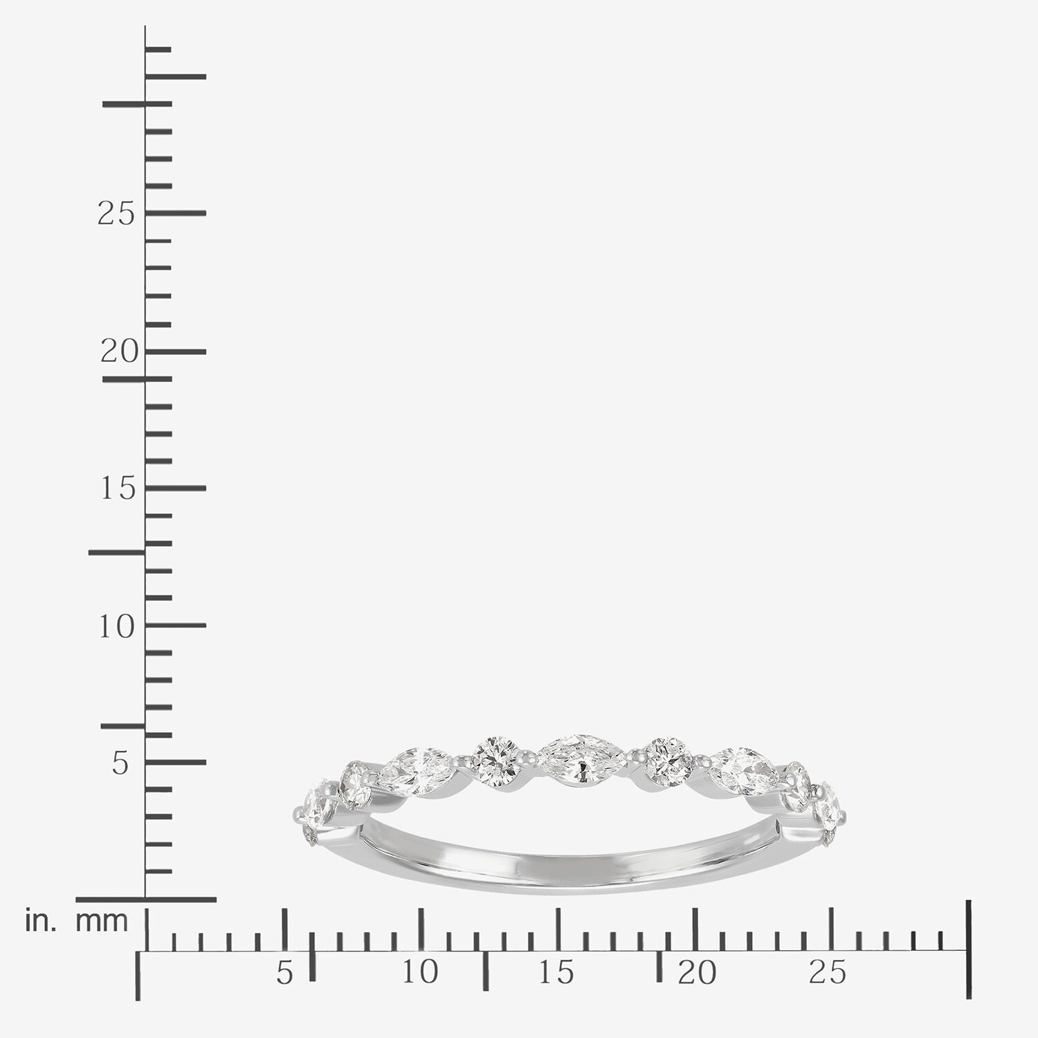 (H-I / Si1-Si2) Womens 1/2 CT. T.W. Lab Grown White Diamond 10K Gold Marquise Wedding Band