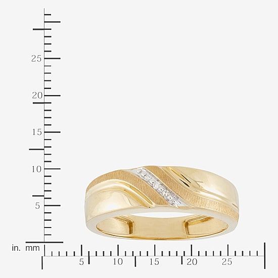 Mens Diamond-Accent Band in 10K Gold