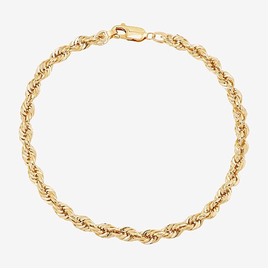 Mens 10K Gold 8 1/2 Inch Hollow Rope Chain Bracelet