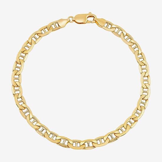 Made in Italy Mens 10K Gold Semisolid Link Chain Bracelet