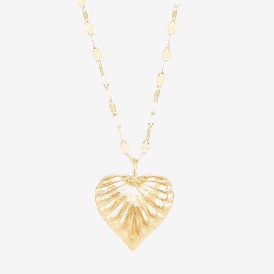 Womens 10K Gold Heart 18 Inch Pendant Necklace