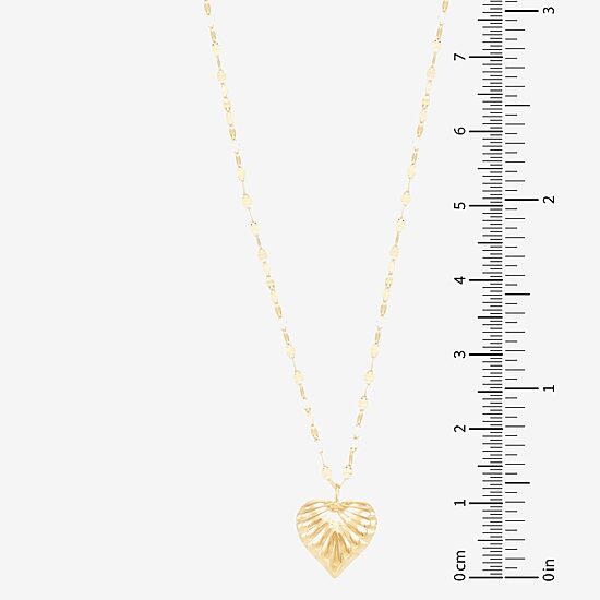 Womens 10K Gold Heart 18 Inch Pendant Necklace