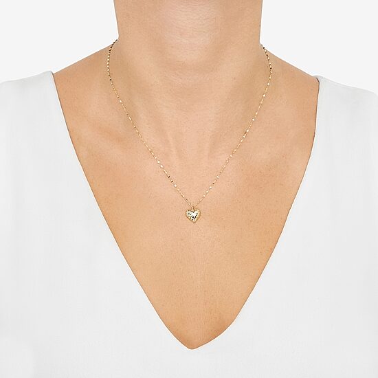 Womens 10K Gold Heart 18 Inch Pendant Necklace
