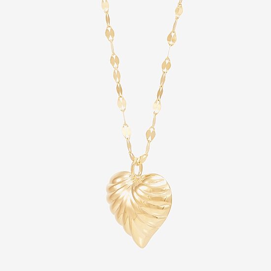 Womens 10K Gold Heart 18 Inch Pendant Necklace