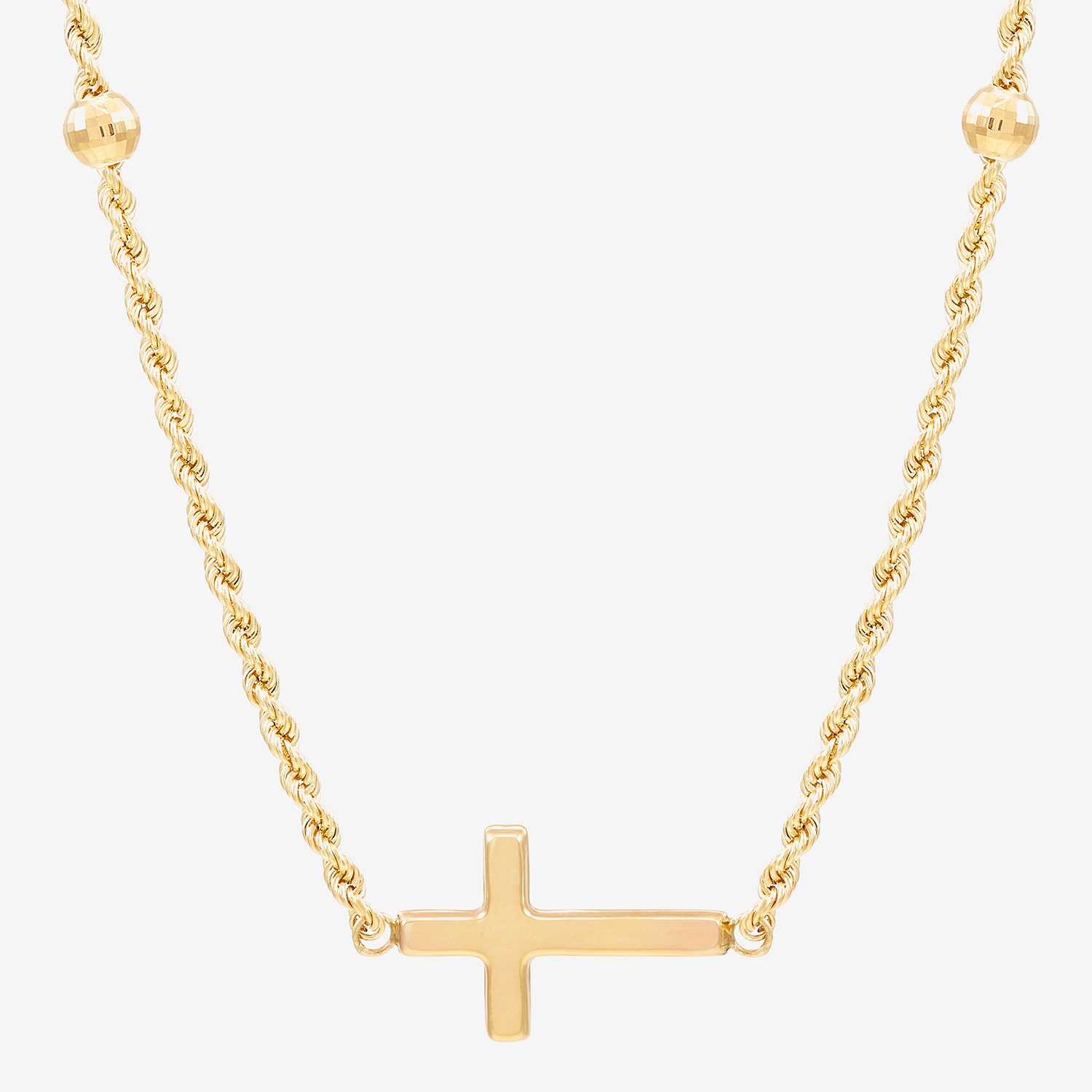Sideways Womens 10K Gold Cross 18 Inch Pendant Necklace