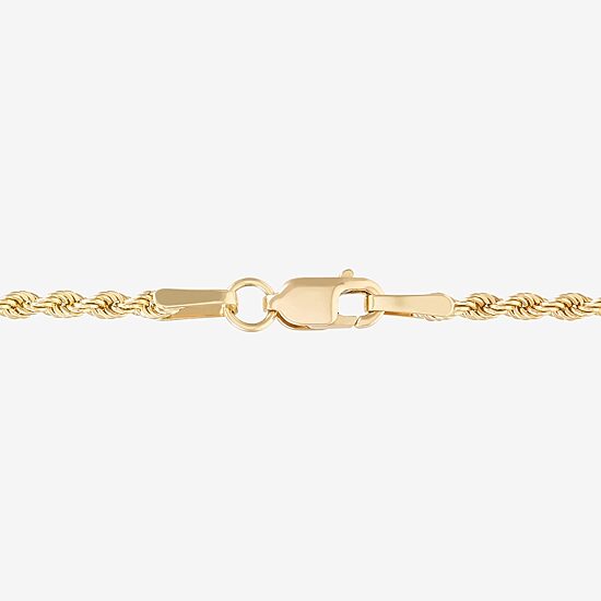 Womens 10K Gold Hollow Cross 7.5 Inch Link Bracelet