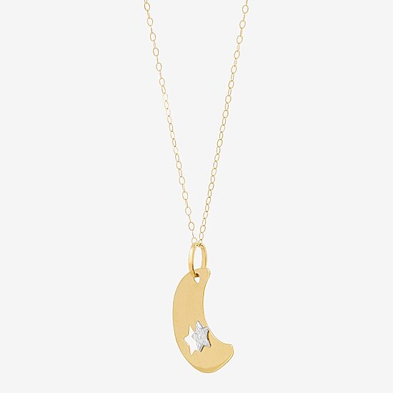 Womens 10K Two Tone Gold Moon Star 18 Inch Pendant Necklace