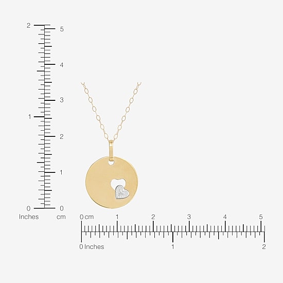 Womens 10K Two Tone Gold Circle Heart 18 Inch Pendant Necklace