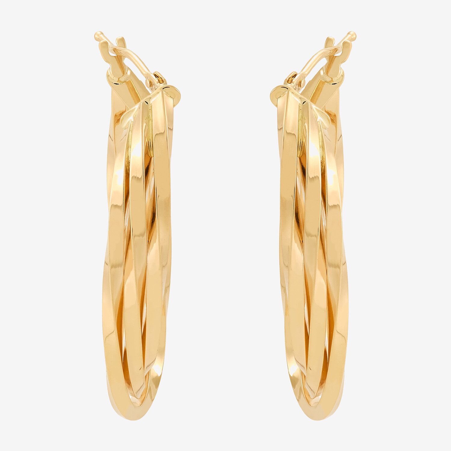 Made in Italy Womens 14K Gold 33.5mm Curved Hoop Earrings