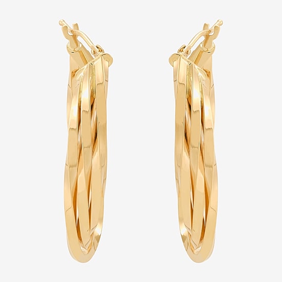 Made in Italy Womens 14K Gold 33.5mm Curved Hoop Earrings