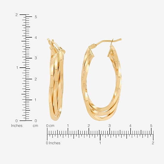 Made in Italy Womens 14K Gold 33.5mm Curved Hoop Earrings