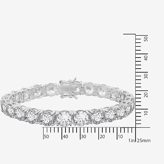 Diamonart Womens Cubic Zirconia Sterling Silver Round 7.25 Inch Tennis Bracelet