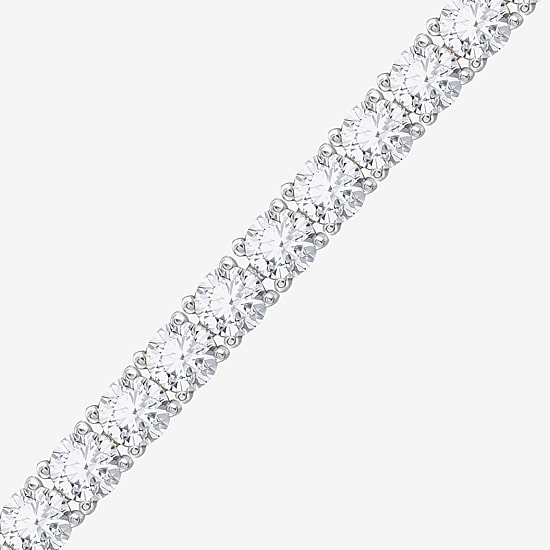 Diamonart Womens Cubic Zirconia Sterling Silver Round 7.25 Inch Tennis Bracelet