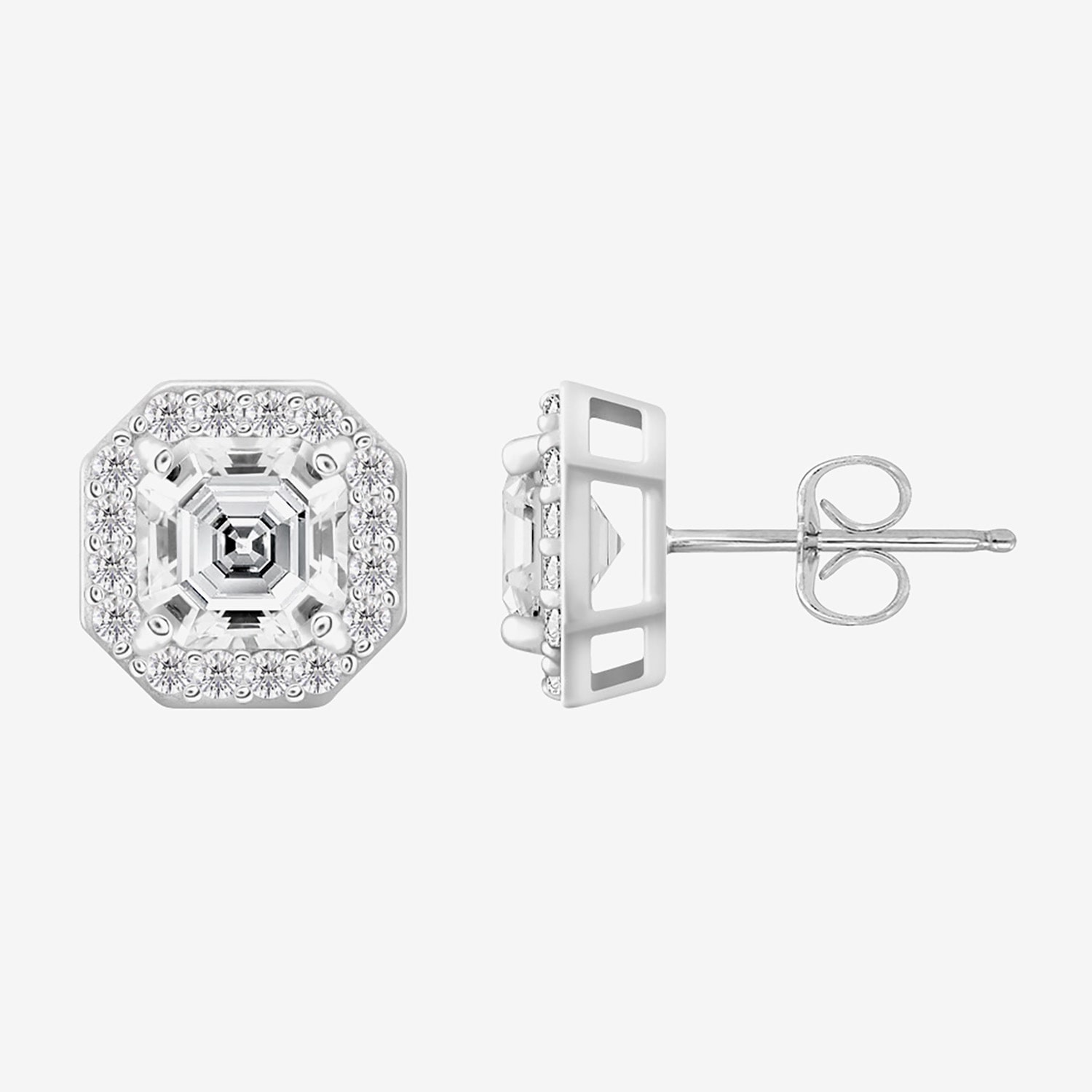 Diamonart Cubic Zirconia Sterling Silver 10.3mm Stud Earrings