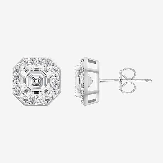 Diamonart Cubic Zirconia Sterling Silver 10.3mm Stud Earrings
