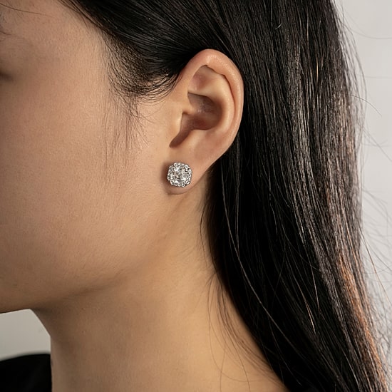 Diamonart Cubic Zirconia Sterling Silver 10.3mm Stud Earrings