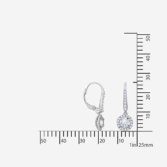 Diamonart Womens Cubic Zirconia Sterling Silver Round Drop Earrings