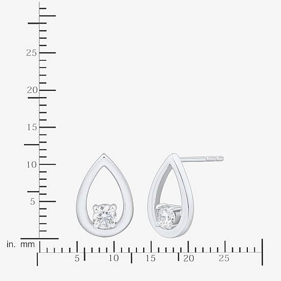 (Si1-Si2/ H-I) 1/4 CT. T.W. Lab Grown White Diamond Sterling Silver Pear Stud Earrings