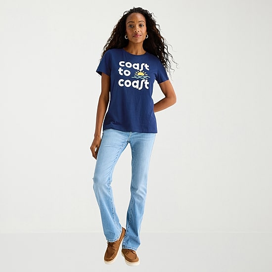 St. John's Bay Womens Tall Crew Neck Short Sleeve Regular Fit Graphic T-Shirt