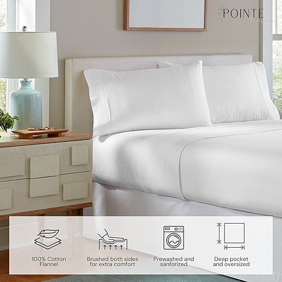 Pointehaven Cotton Brushed 180 Gsm Printed Flannel Sheet Set