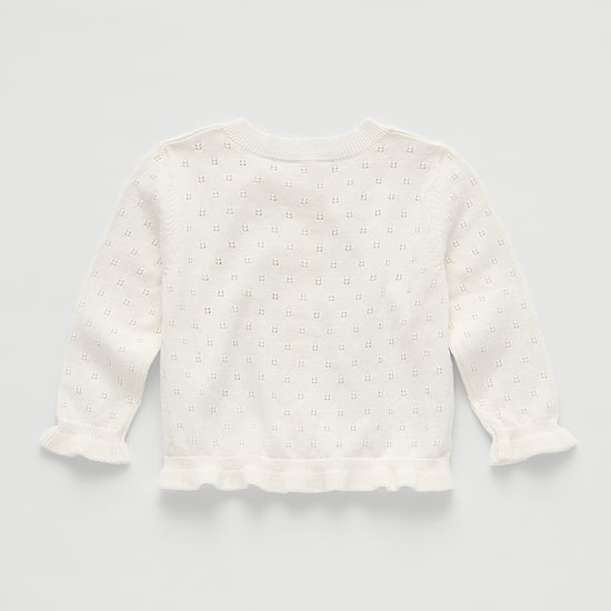 Okie Dokie Baby Girls Crew Neck Long Sleeve Button Cardigan